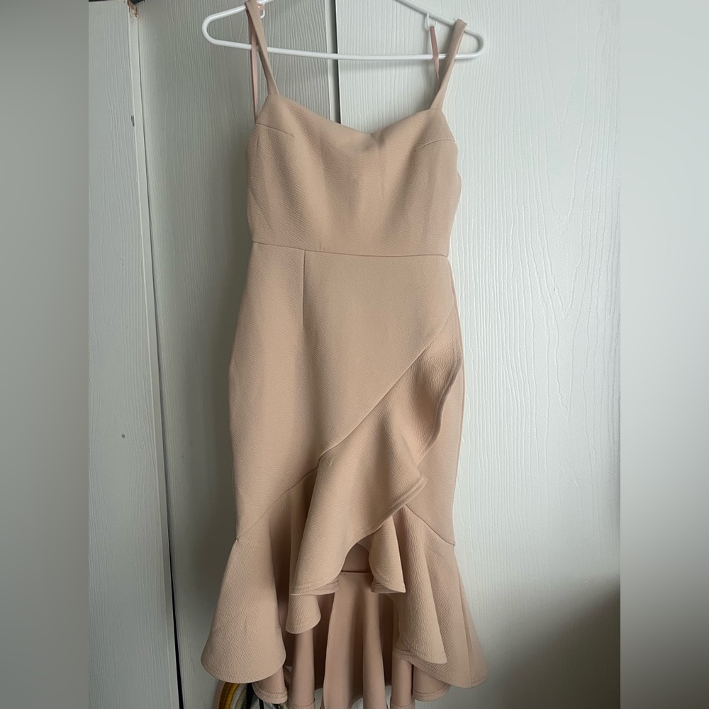 hello molly nude formal midi dress